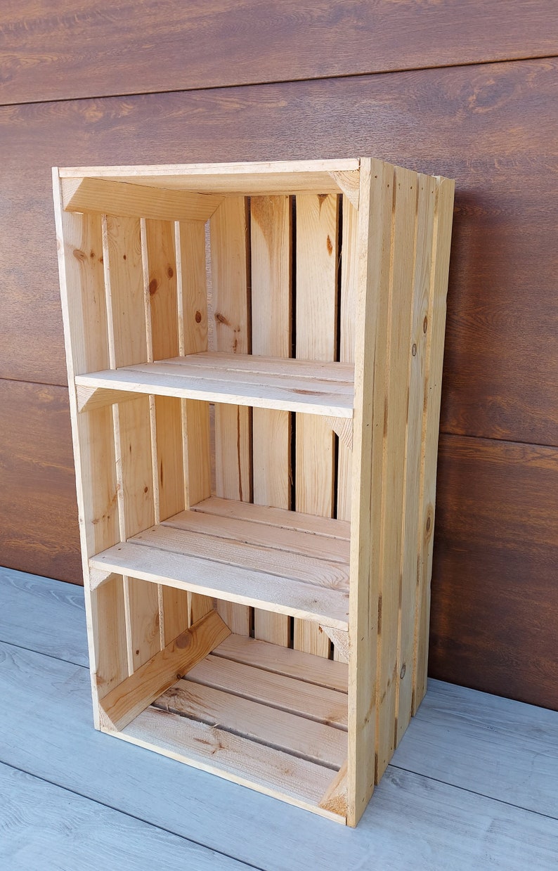 Storage Wooden Crates 75x40x30 cm Garage Storage Box Natural Or Burnt Effect Wooden Shoe Crates With Shelf 2 short/ natural