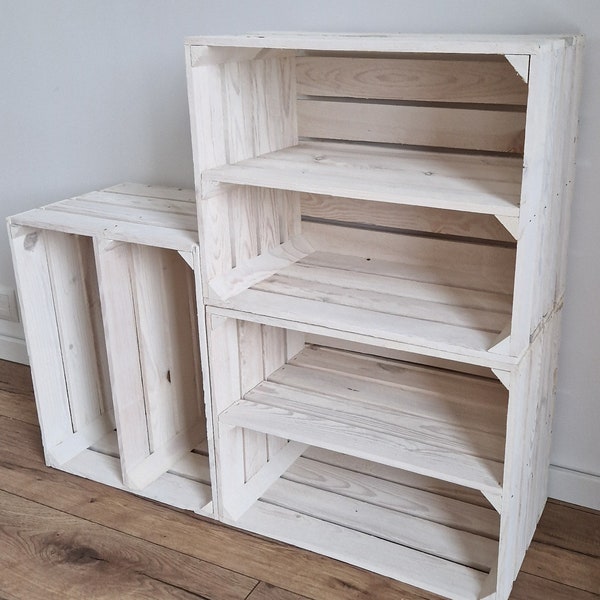 Strong White Storage Boxes, Wooden Crates With Shelf, Shoe Rack Crate