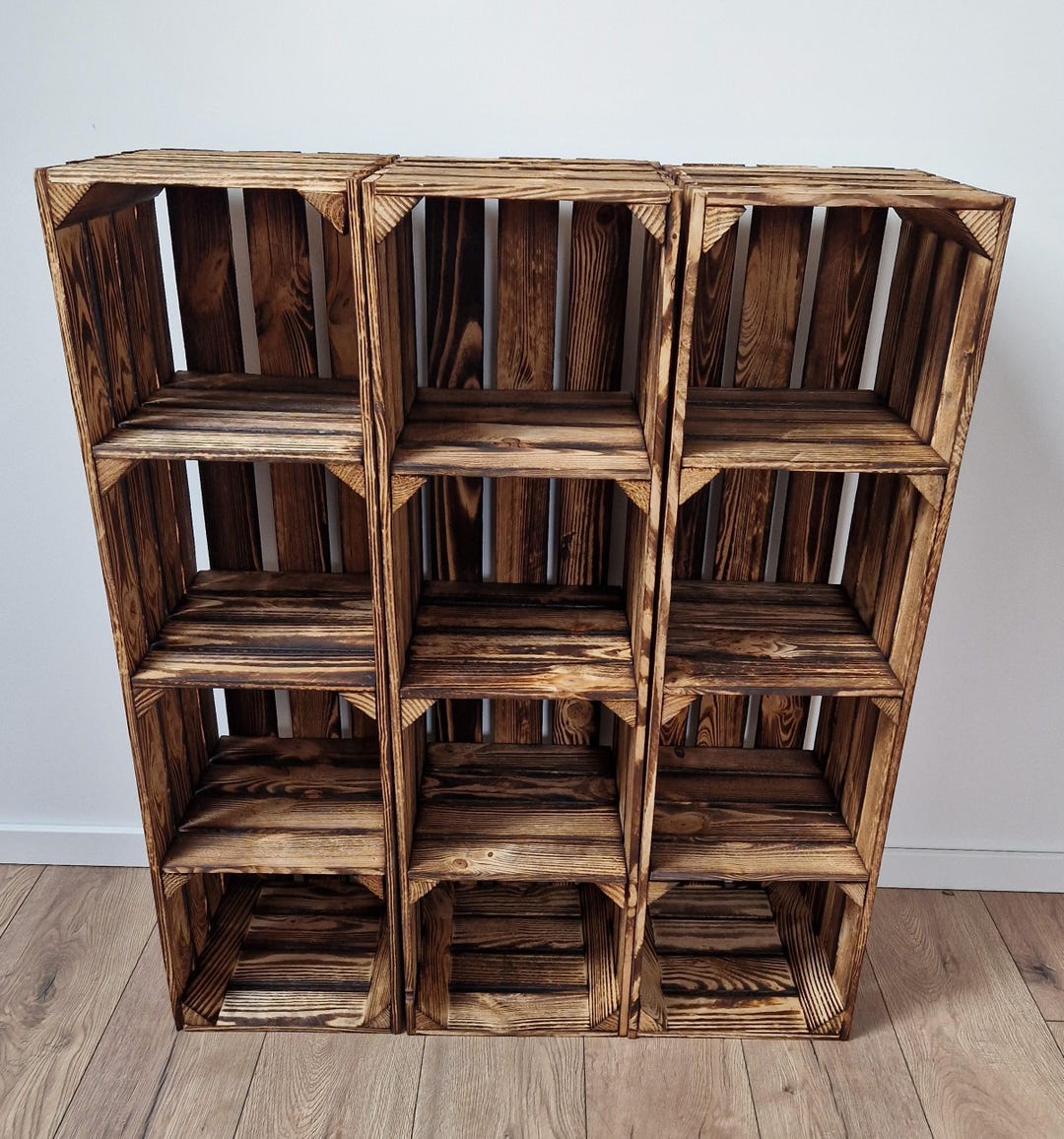Bookcases Made of Wood, Rustic and Vintage Wooden Crates Tall