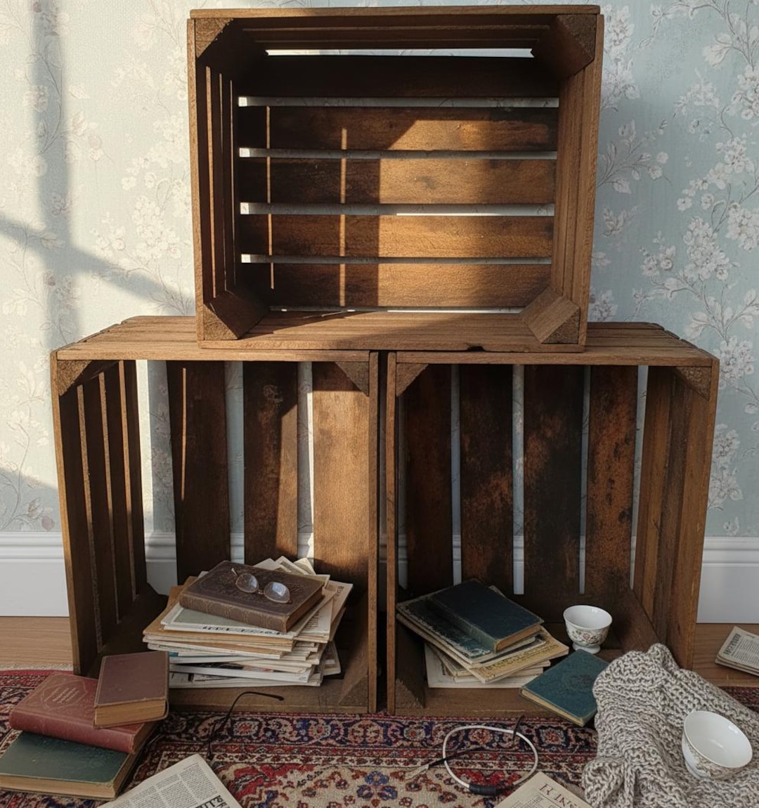 Vintage Style Wooden Crates for Home Storage and Display - Etsy