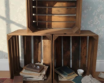 Vintage Style Wooden Crates for Home Storage and Display