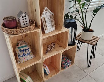 Set of 6 Rustic Wooden Storage Crates: Solid Wood, No Gaps