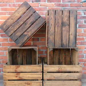 6 Rustic Wooden Crates Fruit Apple Storage Box Vintage Style Home Decor Cleaned