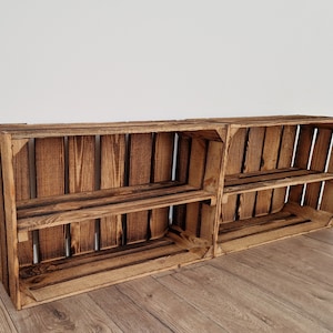 Rustic Wooden Crates with Shelves, 60x40x20 cm Solid Storage Boxes image 5