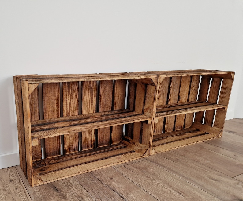 Rustic Wooden Crates with Shelves, 60x40x20 cm Solid Storage Boxes image 5
