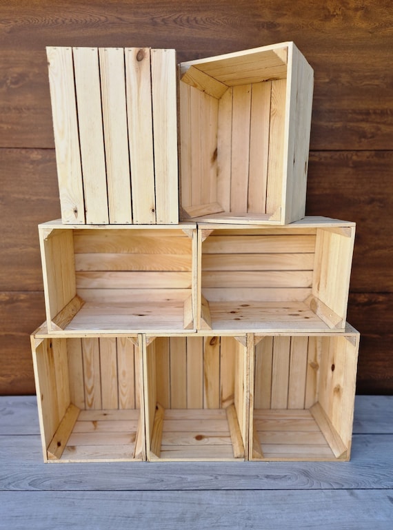 Cajas de madera vintage naturales y rústicas, solución de almacenamiento,  caja de frutas y manzanas, decoración del hogar, caja de registros -   España