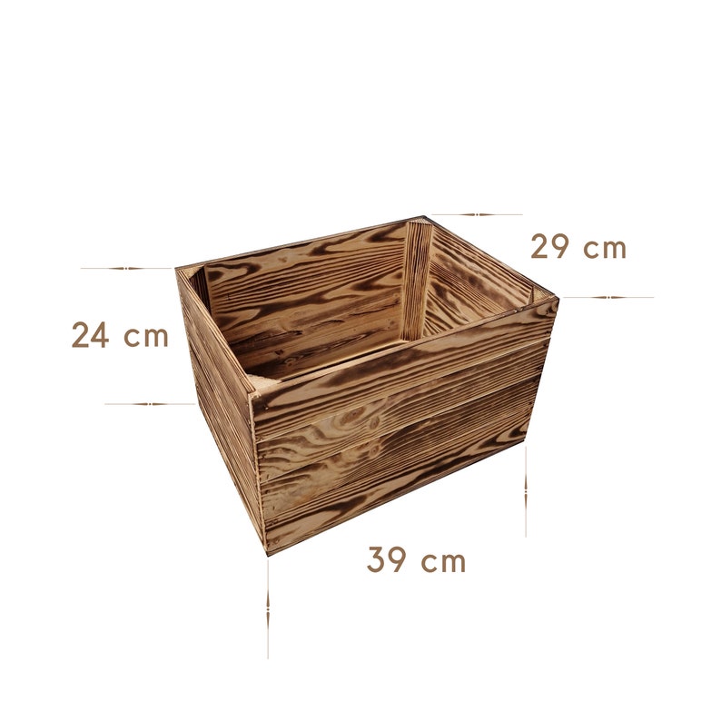 Sturdy Wooden Crates, Strong Storage Boxes In Sets of, Colours, Brown, Graphite, White, Natural, Burnt Effect image 2