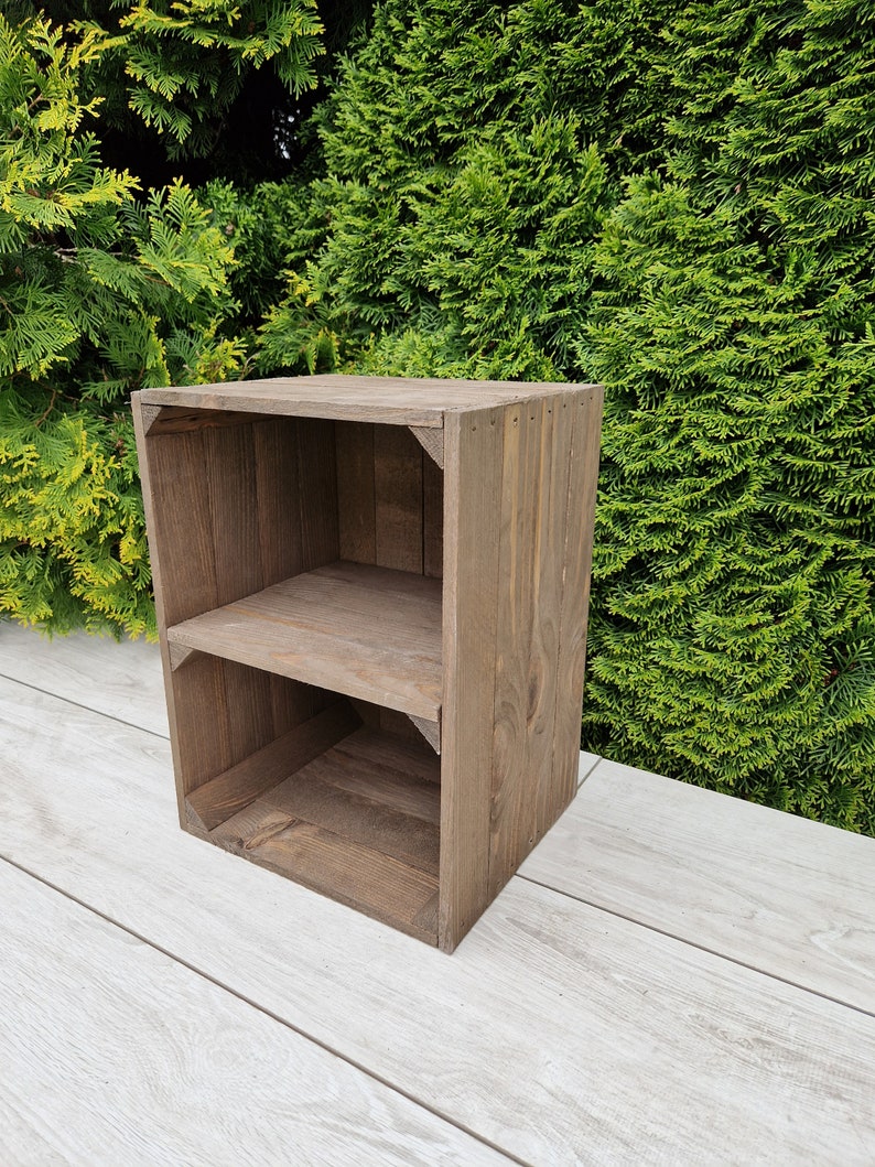 Solid Wooden Dark Wood Crates, Set Of Storage Box, Display Stand, Boxes Are Ready To Use with short shelf