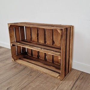 Rustic Wooden Crates with Shelves, 60x40x20 cm Solid Storage Boxes long shelf 22.8 x7.1 inches