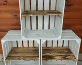 Massive Weiß, Holzkisten - Ideal für den Möbelbau und zur Aufbewahrung - Used Look - sehr stabil Kiste Weiß, geflammtes Regal