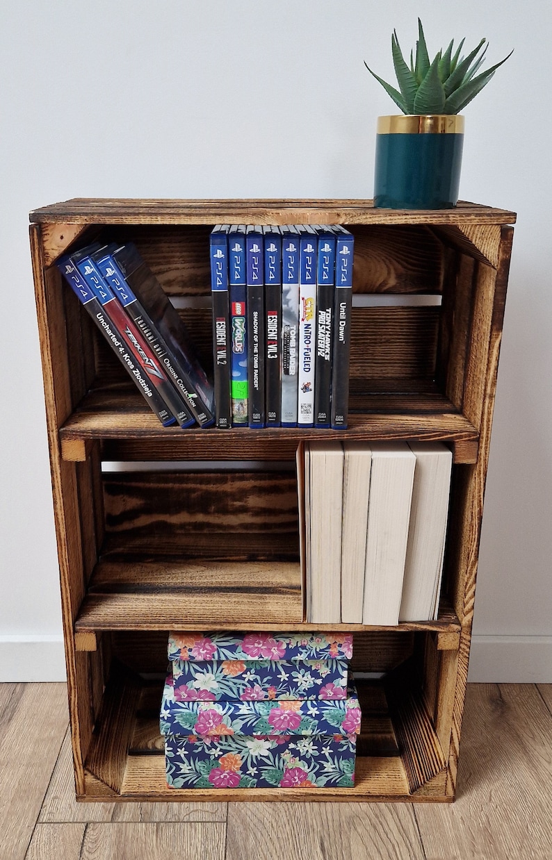 Rustic Wooden Crates with Shelves, 60x40x20 cm Solid Storage Boxes image 2