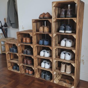 Wooden Shoe Rack, Rustic Shoe Storage Unit, Slim Entryway Organiser, Handmade Space Saving