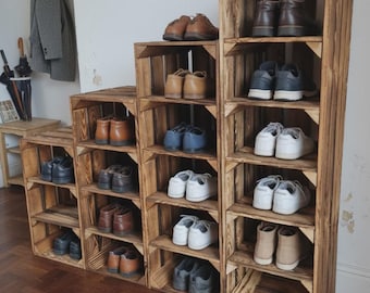 Wooden Shoe Rack, Rustic Shoe Storage Unit, Slim Entryway Organiser, Handmade Space Saving