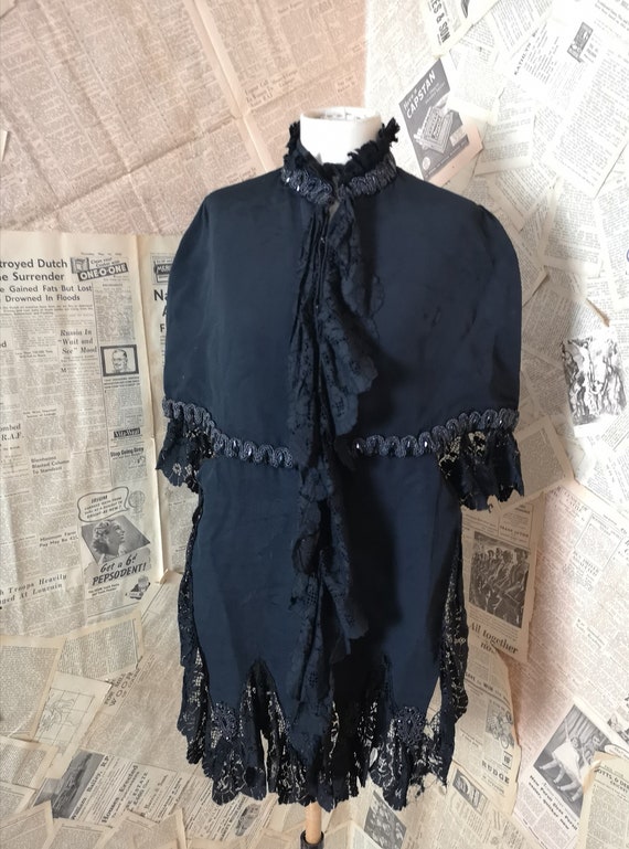 Victorian mourning mantelet, Cape, cut steel