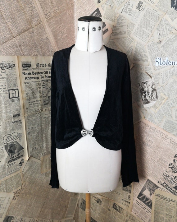 Vintage Black velvet jacket, Art Deco