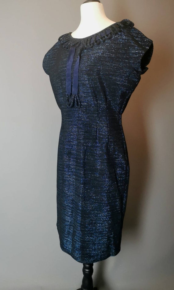 Vintage 1940s blue wiggle dress, evening dress - image 8