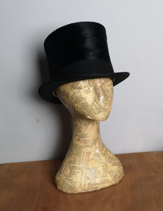 Antique silk velvet top hat, boxed, Edwardian