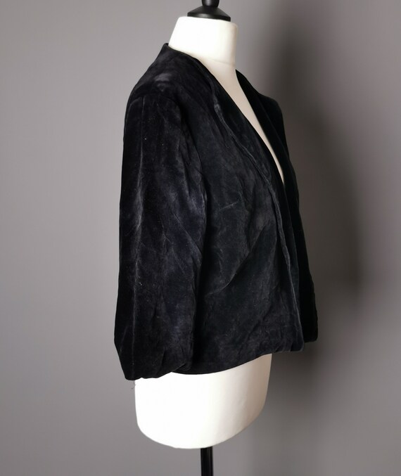 Vintage 50s cropped velvet blazer, jacket - image 4