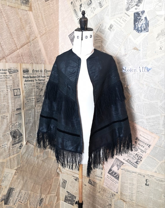 Victorian black taffeta mourning cape