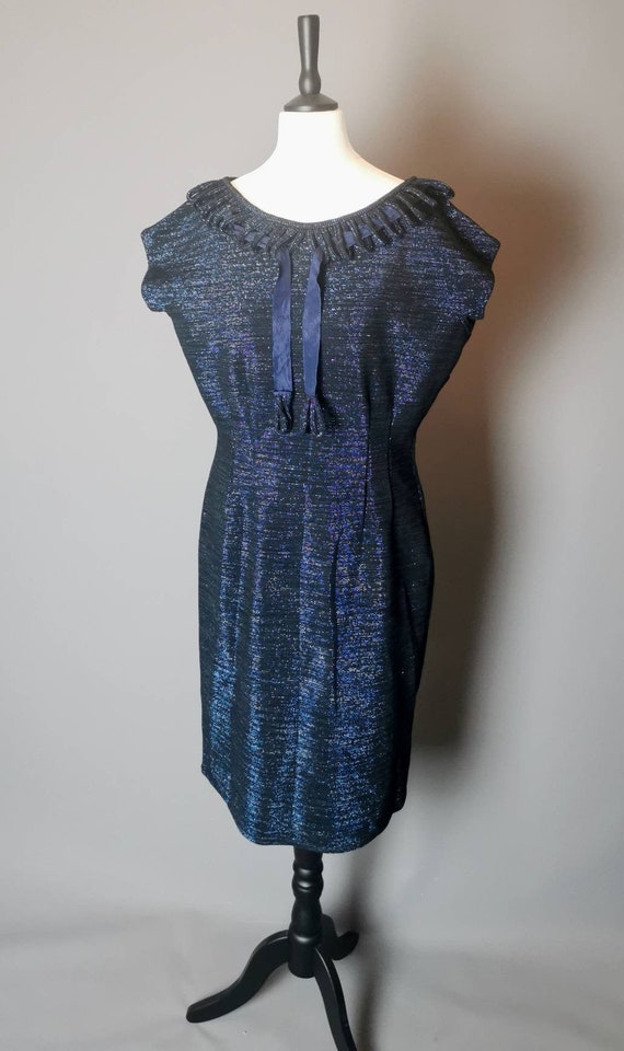 Vintage 1940s blue wiggle dress, evening dress - image 1