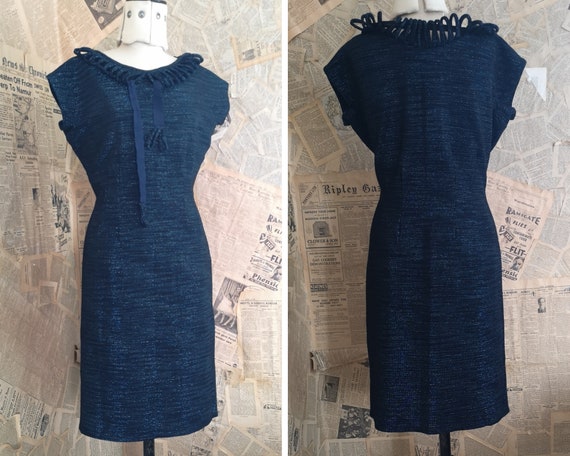Vintage 1940s blue wiggle dress, evening dress