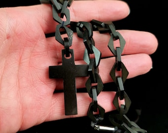 Antique Victorian Vulcanite Cross and chain necklace, chunky link