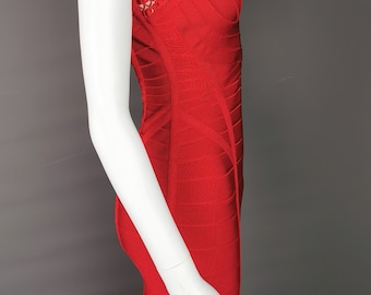 Vintage Herve Leger Bandage Dress, Lipstick Red, Max Azria
