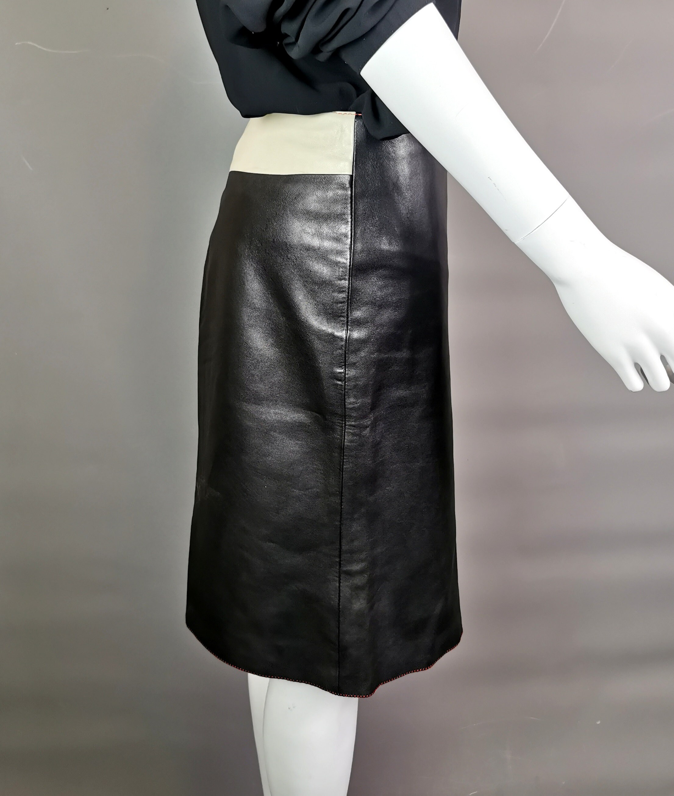 スカート 00s miumiu Archive Leather knitted skirt 00s miumiu Archive Leather knitted skirt