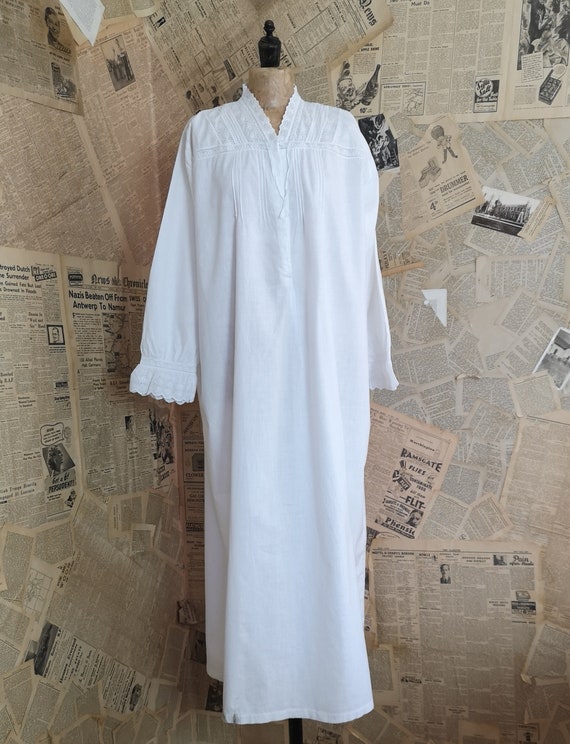 Antique Edwardian nightgown, broderie anglaise