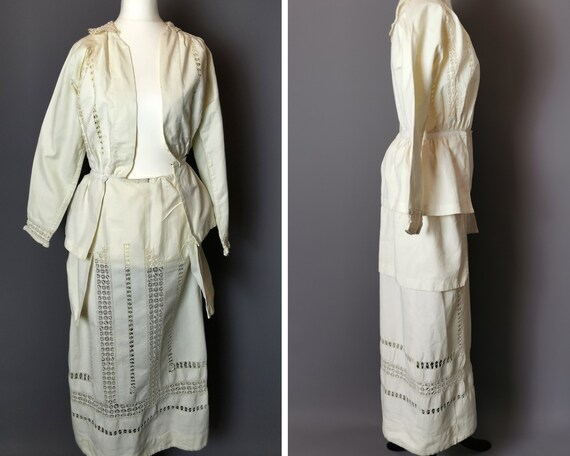 Antique Victorian day dress, two piece, crochet - image 1