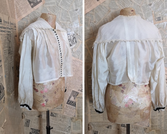 Antique cream silk blouse, Victorian