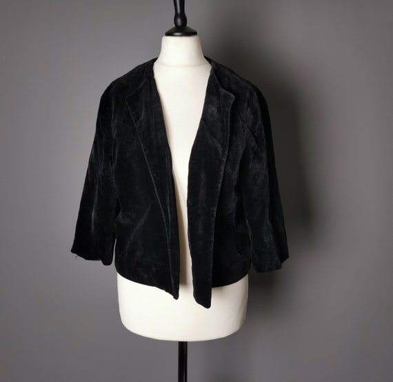 Vintage 50s cropped velvet blazer, jacket - image 7