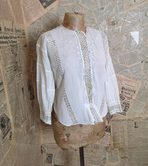 Antique Edwardian lawn cotton blouse