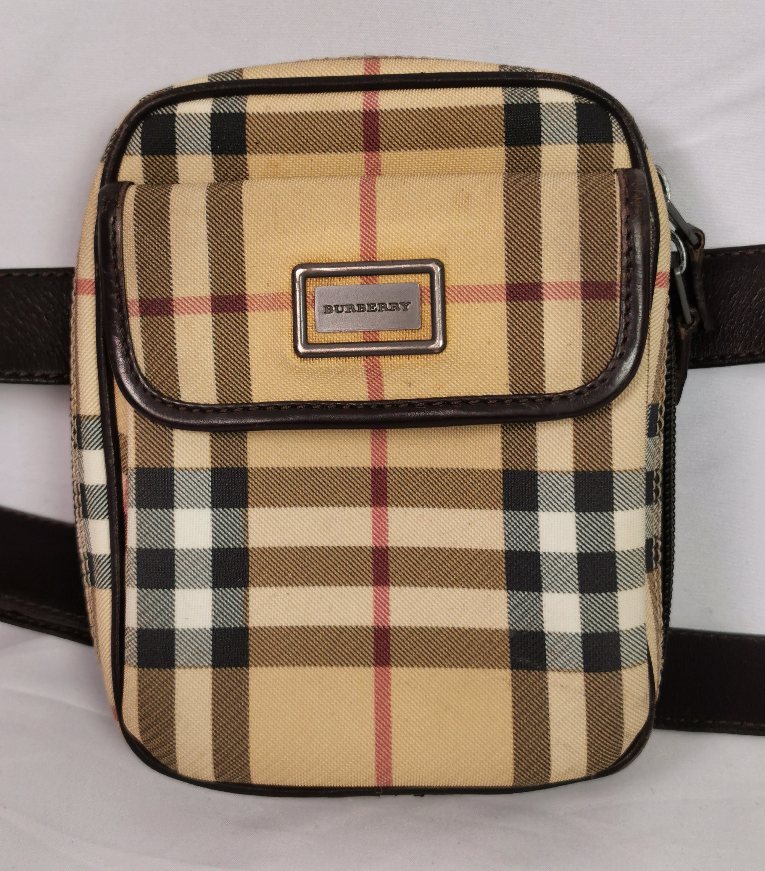 Sold at Auction: Burberry pink nova check small shoulder bag with d