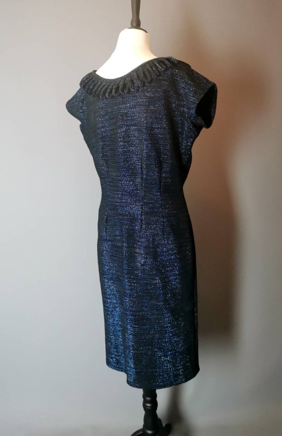 Vintage 1940s blue wiggle dress, evening dress - image 4