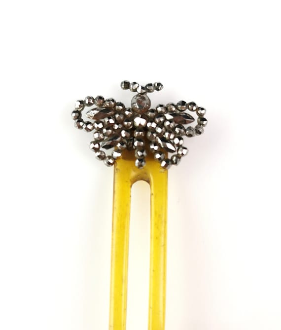Antique Cut Steel Butterfly Hair Comb, Celluloid - Etsy display picture 3