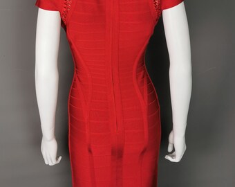 Vintage Herve Leger Bandage Dress, Lipstick Red, Max Azria