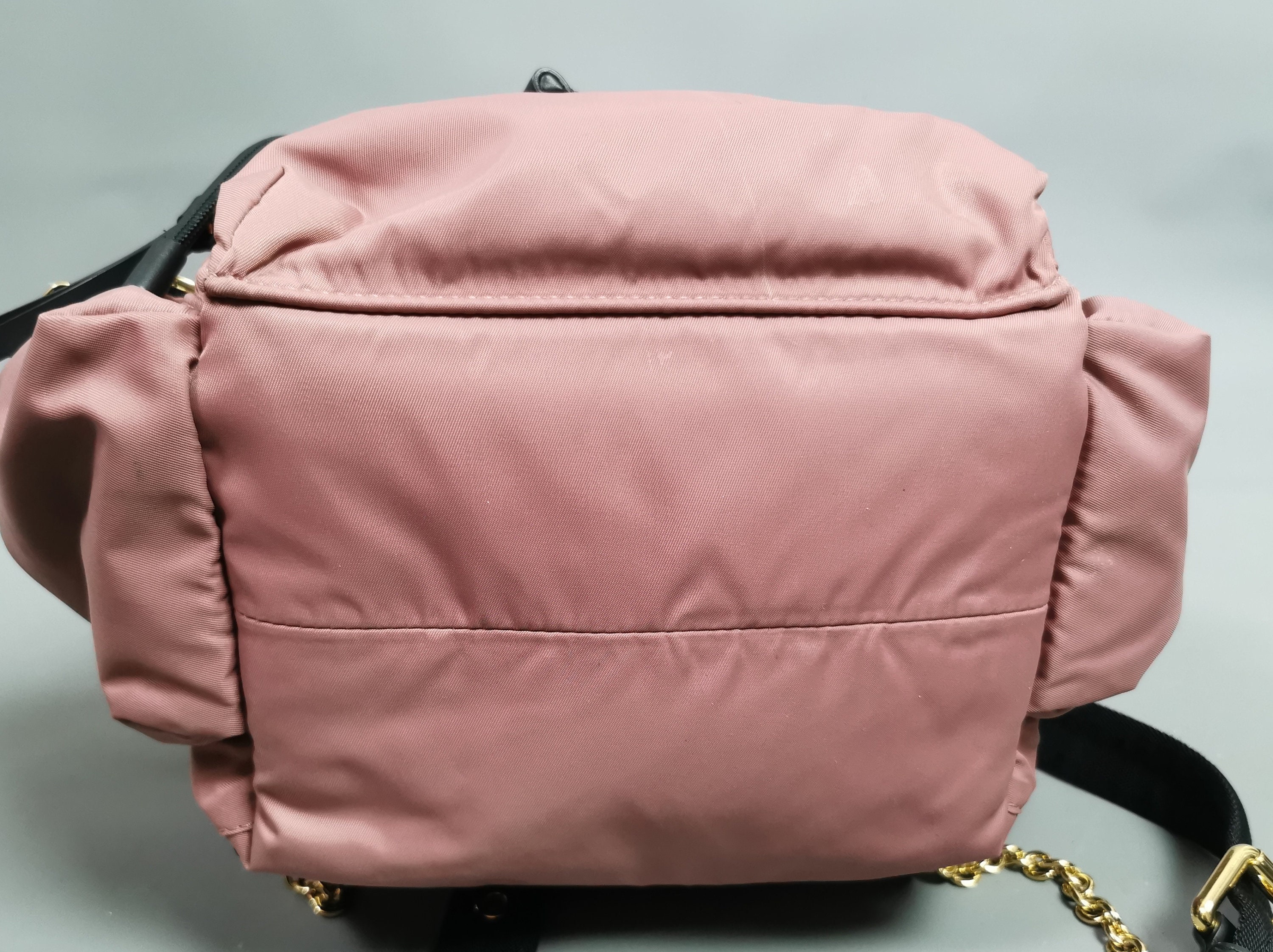 Burberry The Rucksack, pink nylon backpack, Gold tone hardware