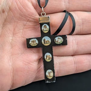 Antique Micro Mosaic cross pendant, Grand Tour