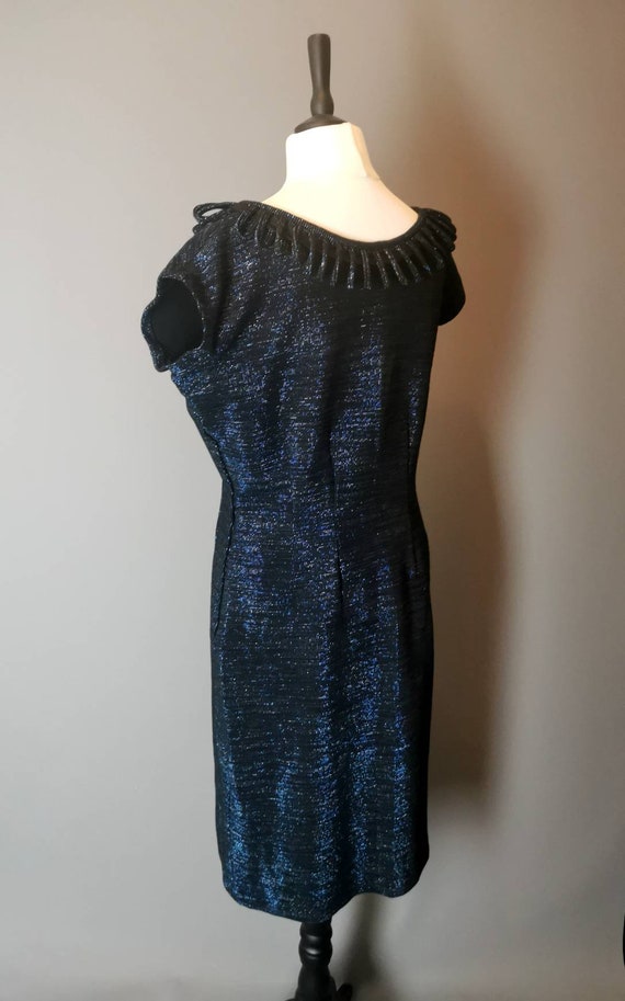 Vintage 1940s blue wiggle dress, evening dress - image 7