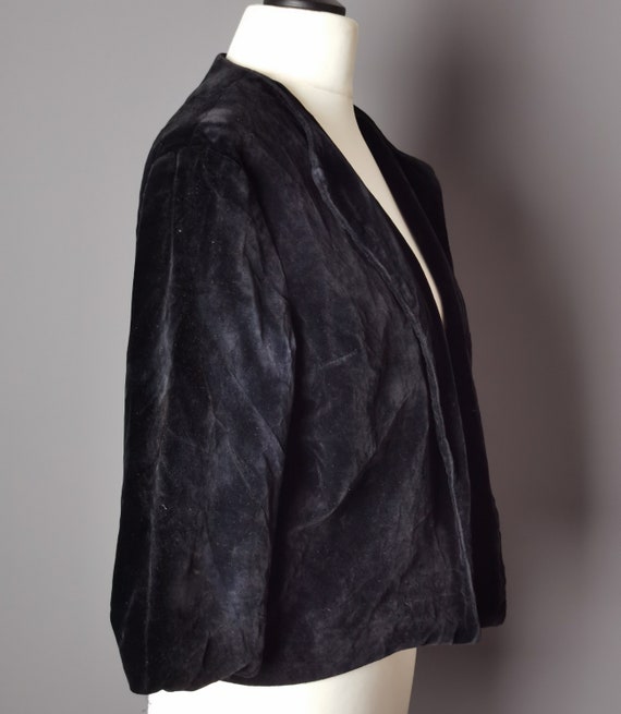 Vintage 50s cropped velvet blazer, jacket - image 5