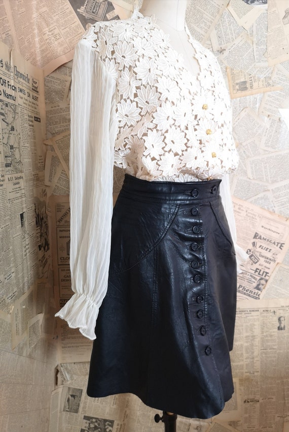 Vintage 60s Black leather mini skirt