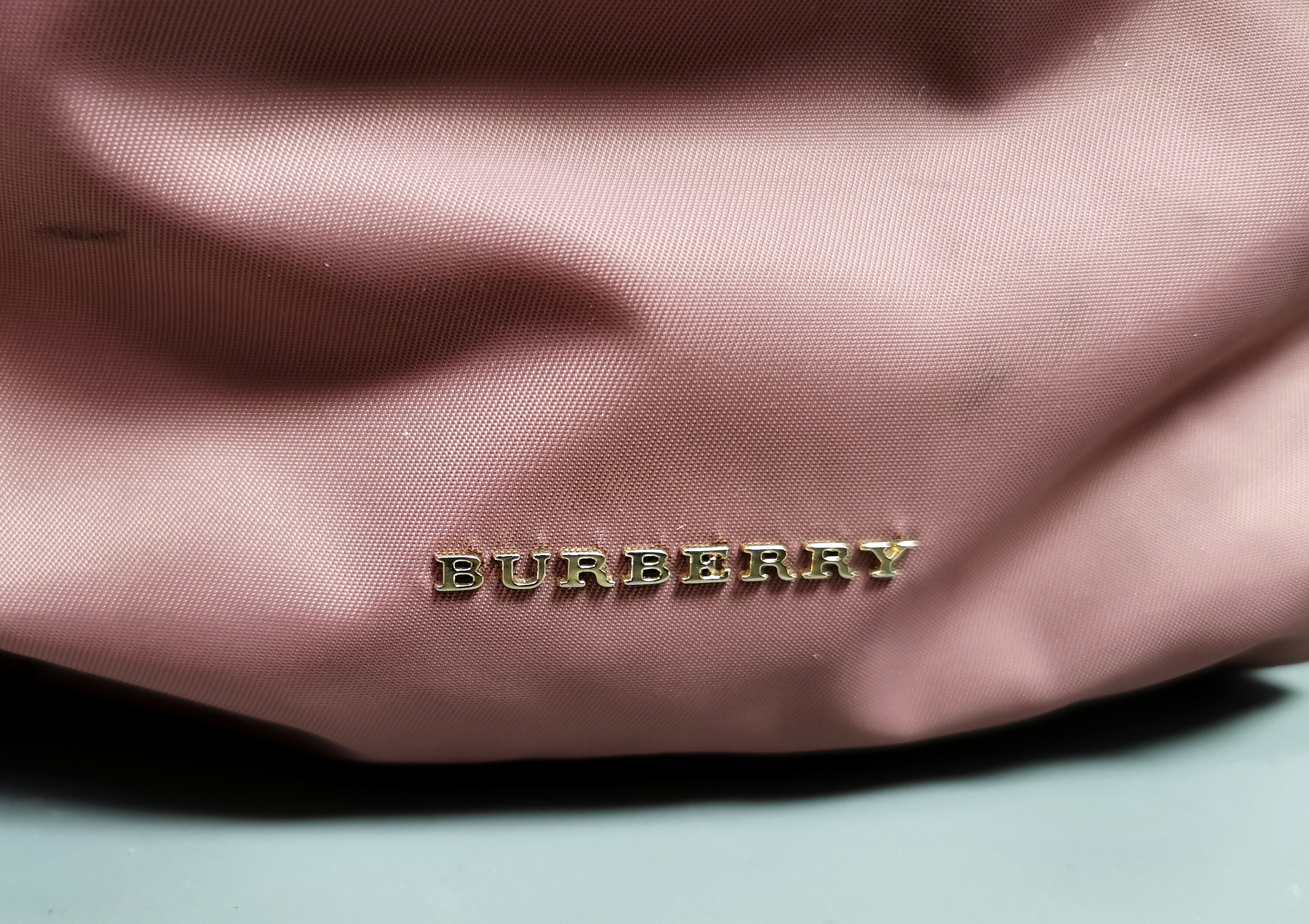 Burberry the Rucksack Pink Nylon Backpack Gold Tone Hardware 