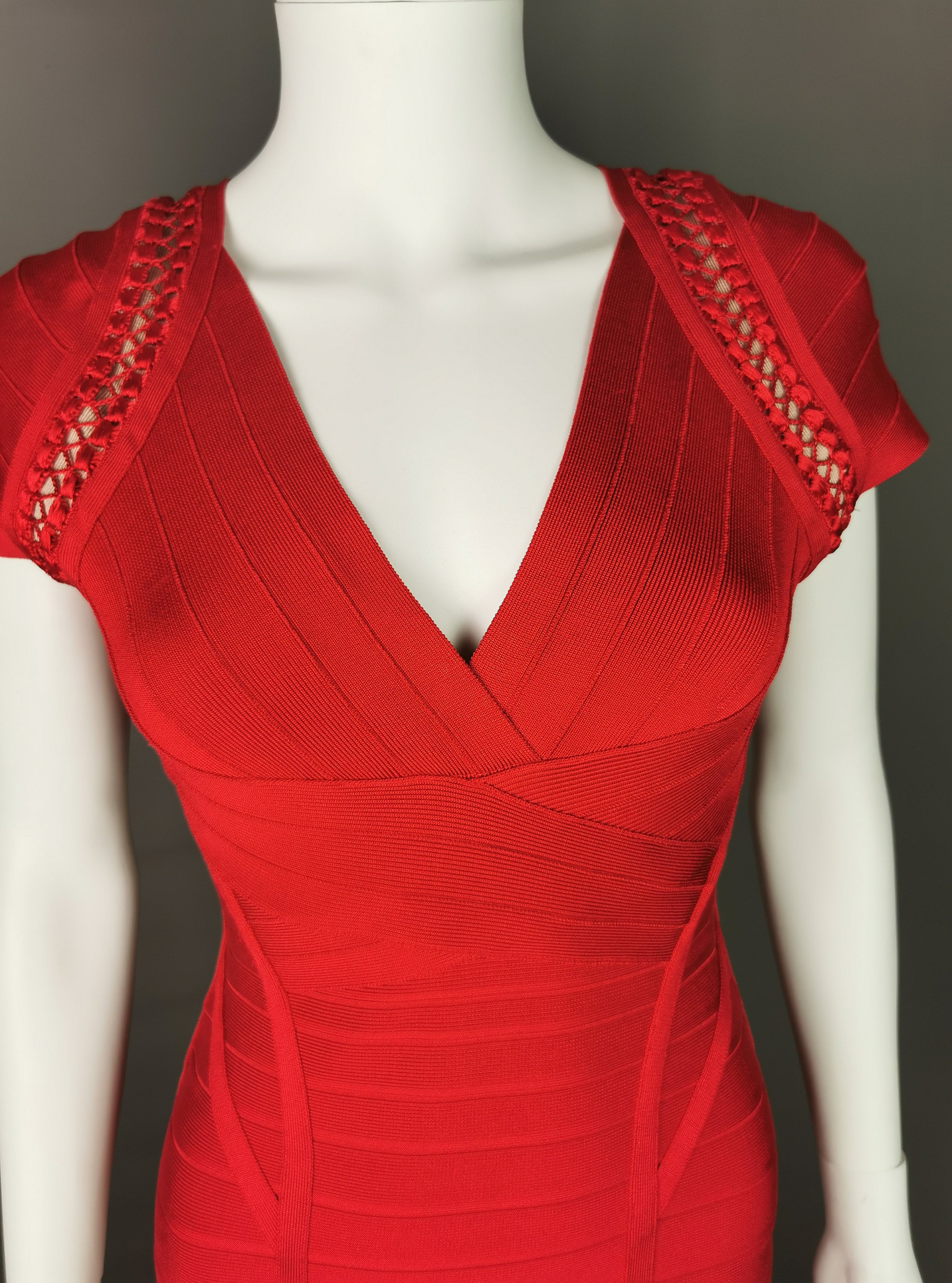 Vintage Herve Leger Bandage Dress, Lipstick Red, Max Azria