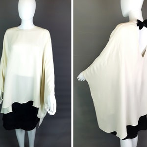 Vintage Valentino cream silk cape blouse, bow back