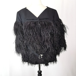 Vintage Escada Black ostrich feather jacket, Belted