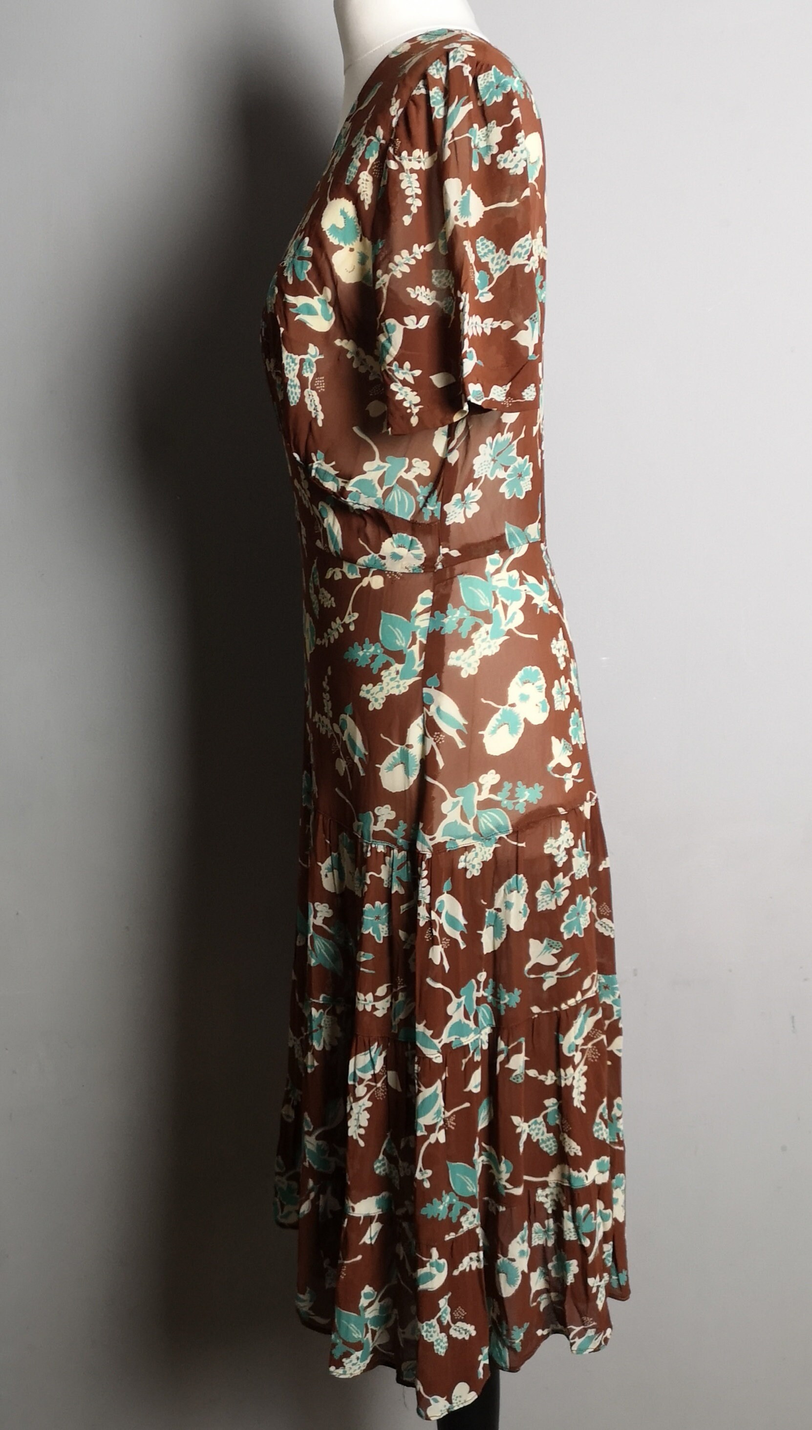 Vintage 1920's Chiffon Day Dress Floral and Bird Print - Etsy UK