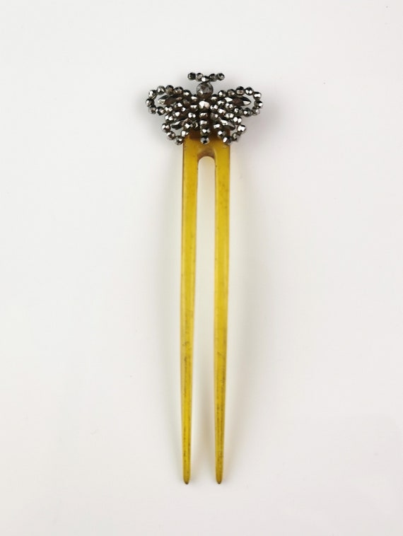 Antique Cut Steel Butterfly Hair Comb, Celluloid - Etsy display picture 1