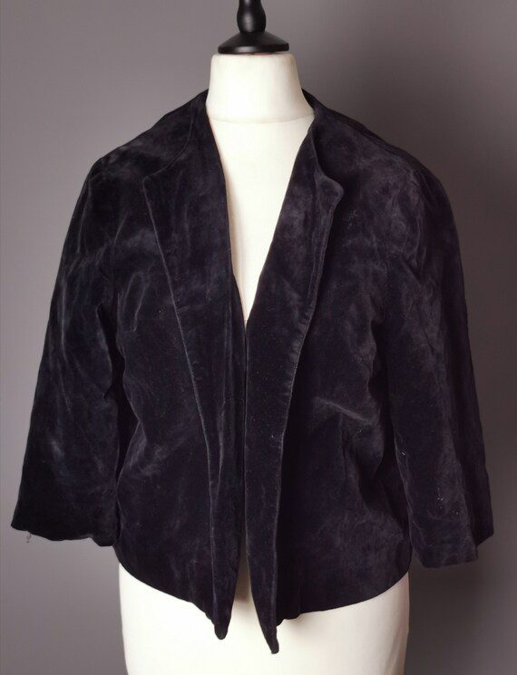 Vintage 50s cropped velvet blazer, jacket - image 2