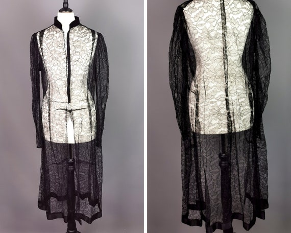 Vintage 1930's Black lace jacket, evening coat - image 1